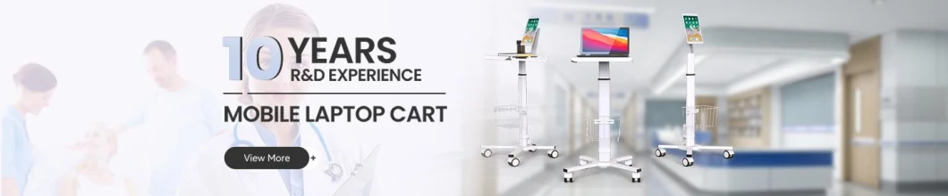 Height Adjustable Mobile Medical Laptop Cart Tablet Vesa Hospital Trolley Hospital Mobile Working Stations